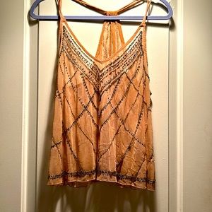 Beaded sheer tank top blouse